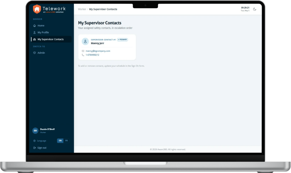 Telework screenshots escalation contacts