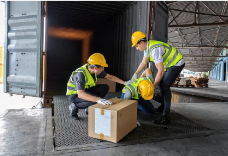 workers sending a package
